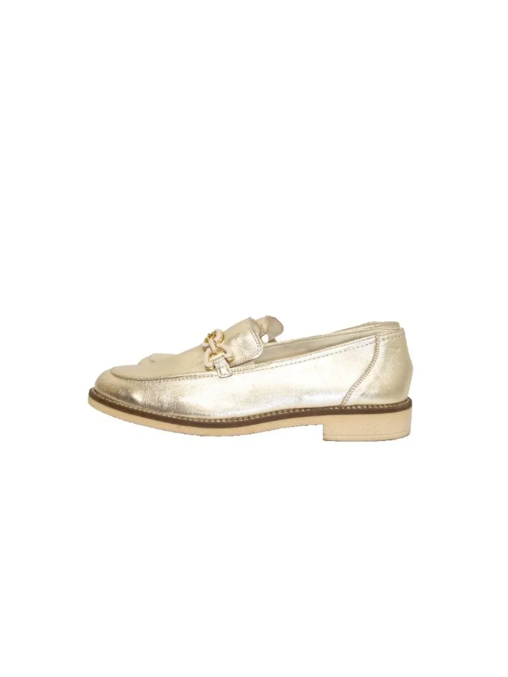 $500 PAUL GREEN ADA LOAFER SLIP ON LEATHER VAMP HARDWARE PLATINO 8.5 (TF22)